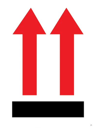 Red International Double Arrow Label
